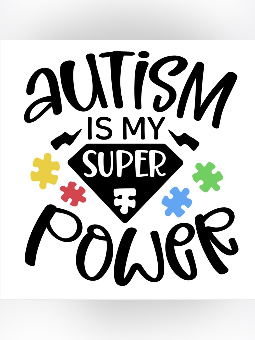 Autism Is My Super Power Kids Graphic Tee - Multicolor Puzzle Design